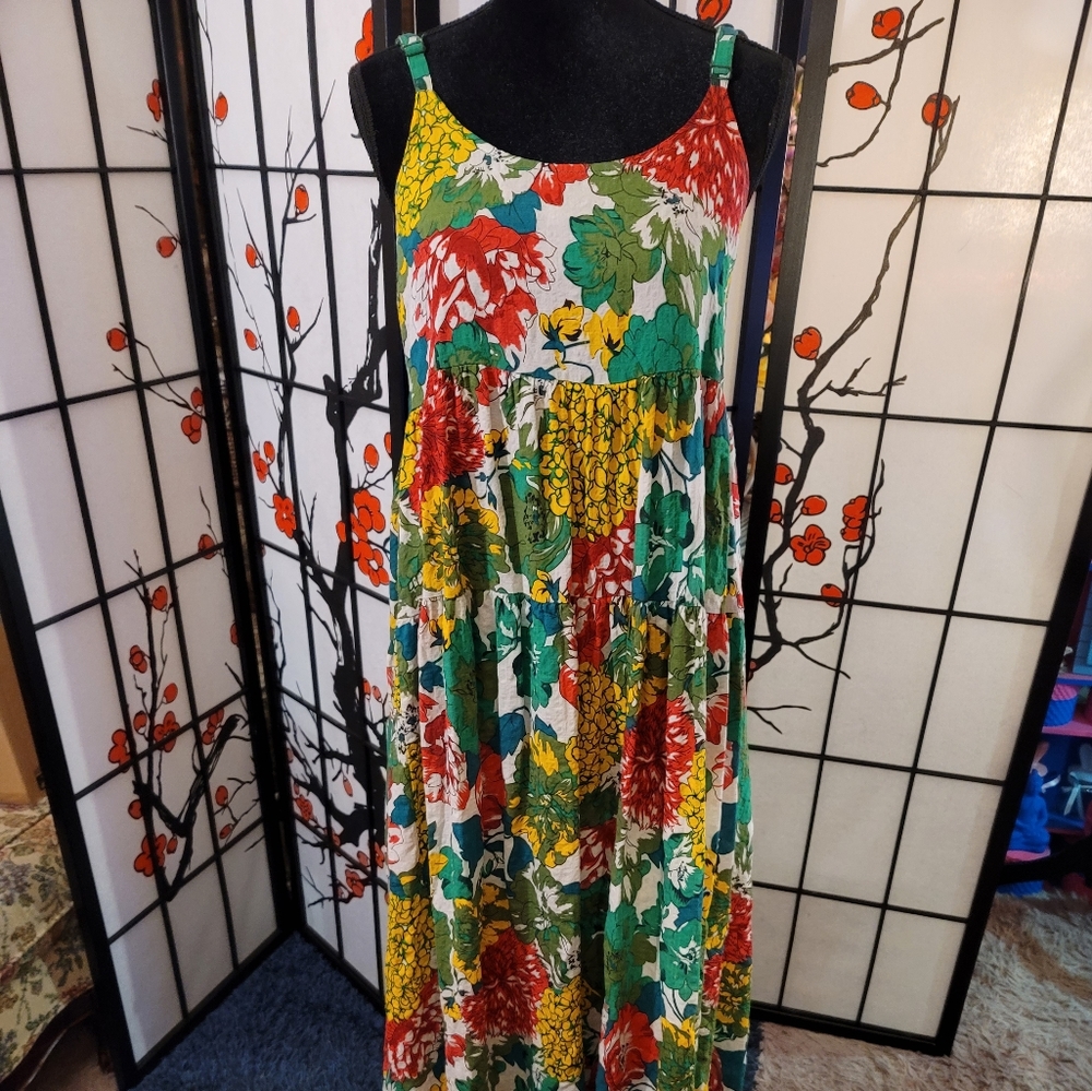 EMPIRE FLORAL PATTERN STRAPPY SUNDRESS/SIZE MEDIUM/LAYERED PIECES/SIZE MEDIUM